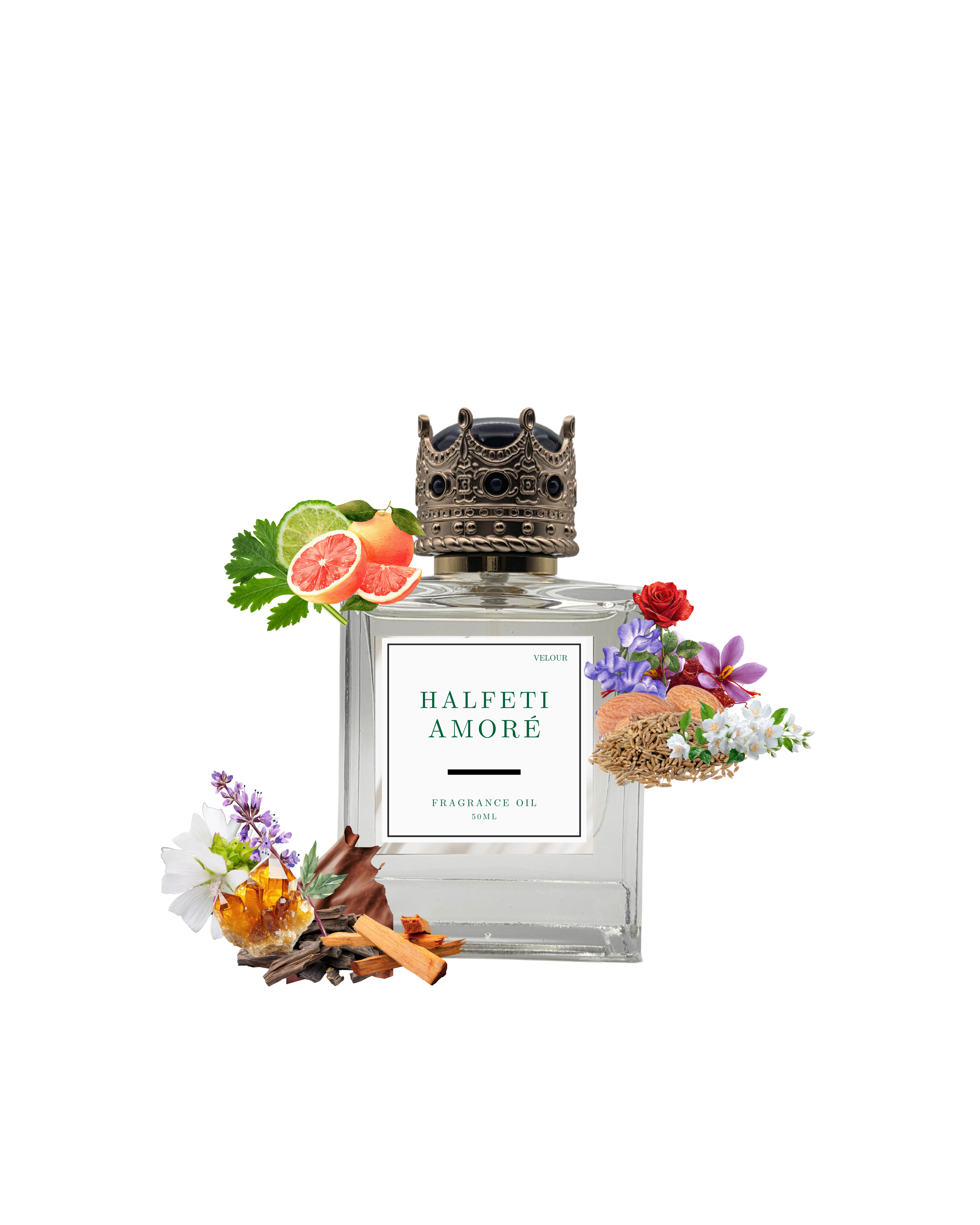 HALFETI AMORE oud fragrance oil with black rose and leather accords